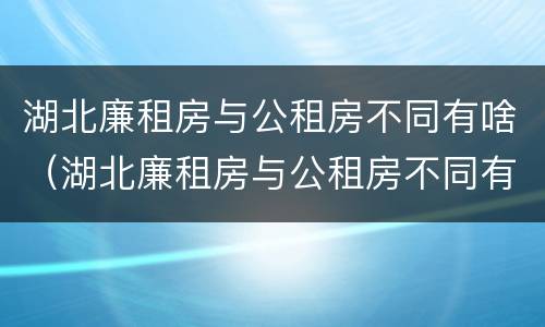 湖北廉租房与公租房不同有啥（湖北廉租房与公租房不同有啥影响）