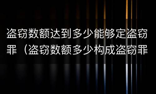 盗窃数额达到多少能够定盗窃罪（盗窃数额多少构成盗窃罪）