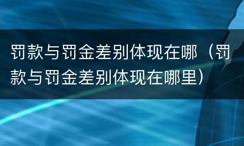 罚款与罚金差别体现在哪（罚款与罚金差别体现在哪里）