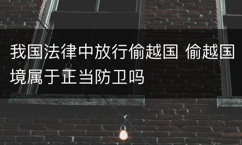我国法律中放行偷越国 偷越国境属于正当防卫吗
