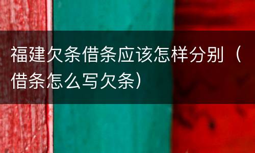 福建欠条借条应该怎样分别（借条怎么写欠条）