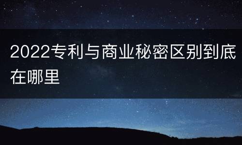 2022专利与商业秘密区别到底在哪里
