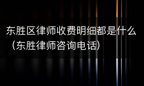 东胜区律师收费明细都是什么（东胜律师咨询电话）