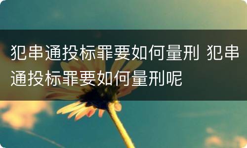 犯串通投标罪要如何量刑 犯串通投标罪要如何量刑呢