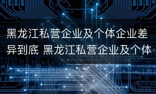 黑龙江私营企业及个体企业差异到底 黑龙江私营企业及个体企业差异到底有多大