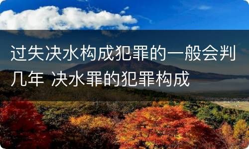 过失决水构成犯罪的一般会判几年 决水罪的犯罪构成