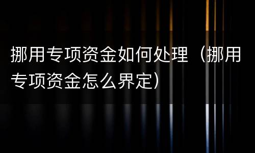 挪用专项资金如何处理（挪用专项资金怎么界定）