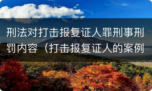 刑法对打击报复证人罪刑事刑罚内容（打击报复证人的案例）