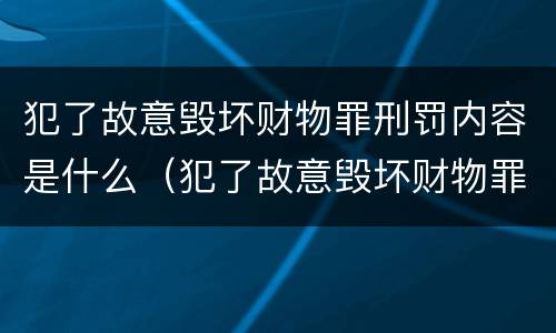 犯了故意毁坏财物罪刑罚内容是什么（犯了故意毁坏财物罪刑罚内容是什么意思）
