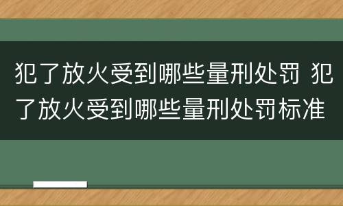 犯了放火受到哪些量刑处罚 犯了放火受到哪些量刑处罚标准