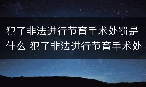 犯了非法进行节育手术处罚是什么 犯了非法进行节育手术处罚是什么意思