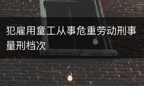 犯雇用童工从事危重劳动刑事量刑档次