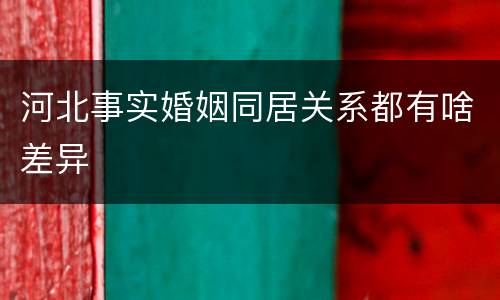 河北事实婚姻同居关系都有啥差异
