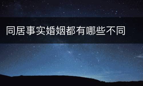 同居事实婚姻都有哪些不同