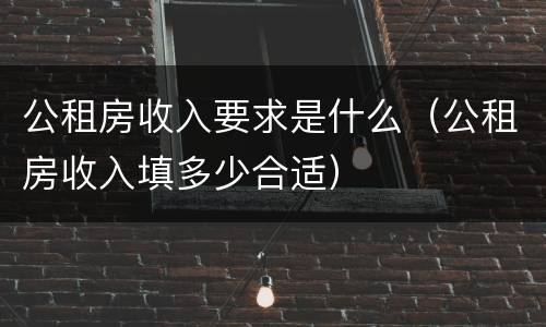 公租房收入要求是什么（公租房收入填多少合适）