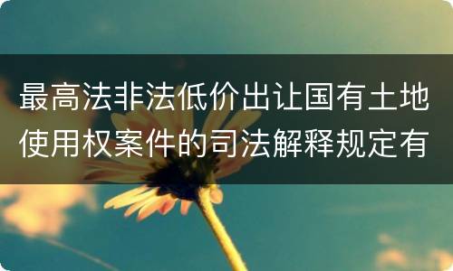最高法非法低价出让国有土地使用权案件的司法解释规定有哪些主要内容