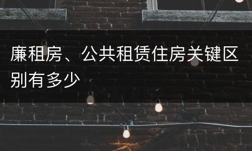 廉租房、公共租赁住房关键区别有多少