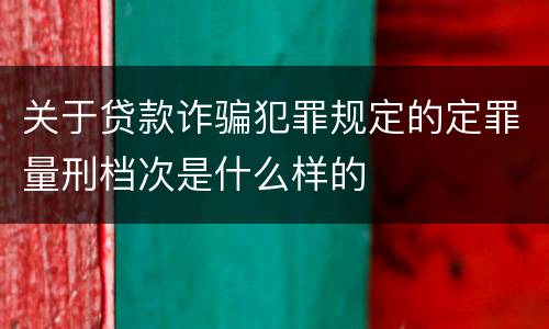 关于贷款诈骗犯罪规定的定罪量刑档次是什么样的