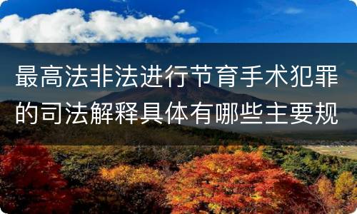 最高法非法进行节育手术犯罪的司法解释具体有哪些主要规定