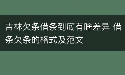 吉林欠条借条到底有啥差异 借条欠条的格式及范文