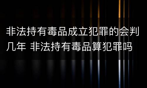 非法持有毒品成立犯罪的会判几年 非法持有毒品算犯罪吗