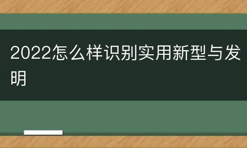 2022怎么样识别实用新型与发明