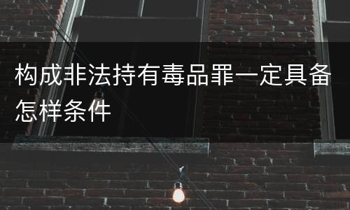 构成非法持有毒品罪一定具备怎样条件