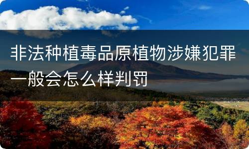 非法种植毒品原植物涉嫌犯罪一般会怎么样判罚