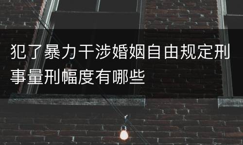 犯了暴力干涉婚姻自由规定刑事量刑幅度有哪些