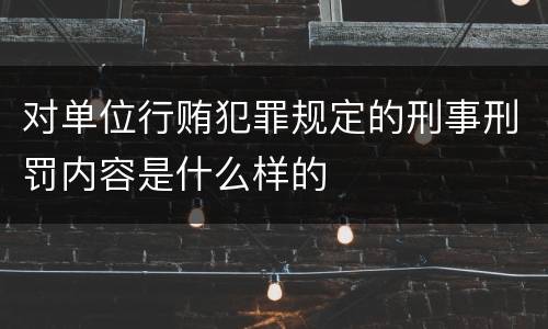 对单位行贿犯罪规定的刑事刑罚内容是什么样的