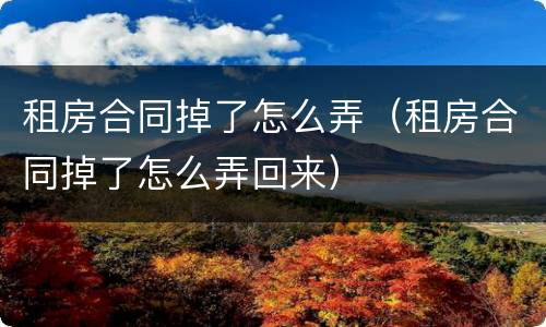 租房合同掉了怎么弄（租房合同掉了怎么弄回来）