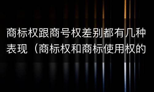 商标权跟商号权差别都有几种表现（商标权和商标使用权的区别）