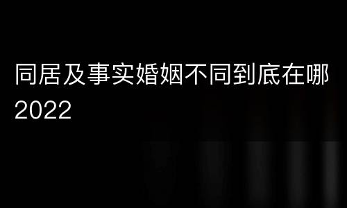 同居及事实婚姻不同到底在哪2022
