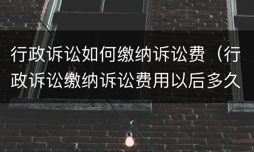 行政诉讼如何缴纳诉讼费（行政诉讼缴纳诉讼费用以后多久开庭）