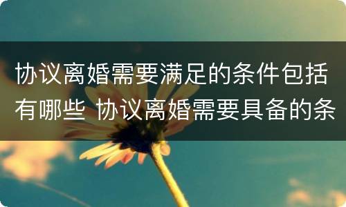 协议离婚需要满足的条件包括有哪些 协议离婚需要具备的条件包括什么