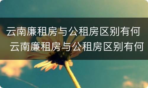 云南廉租房与公租房区别有何 云南廉租房与公租房区别有何不同