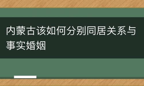 内蒙古该如何分别同居关系与事实婚姻