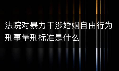 法院对暴力干涉婚姻自由行为刑事量刑标准是什么