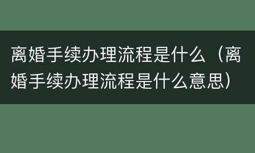 离婚手续办理流程是什么（离婚手续办理流程是什么意思）