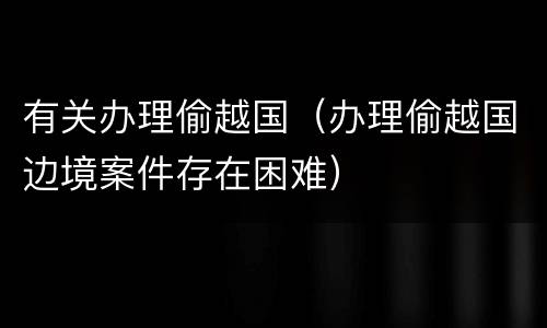 有关办理偷越国（办理偷越国边境案件存在困难）