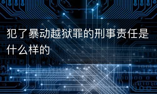 犯了暴动越狱罪的刑事责任是什么样的