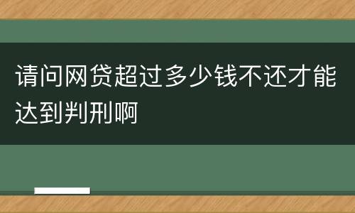 请问网贷超过多少钱不还才能达到判刑啊
