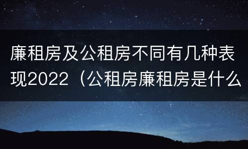 廉租房及公租房不同有几种表现2022（公租房廉租房是什么意思）