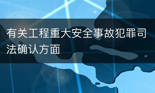 有关工程重大安全事故犯罪司法确认方面
