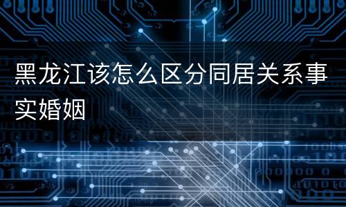 黑龙江该怎么区分同居关系事实婚姻