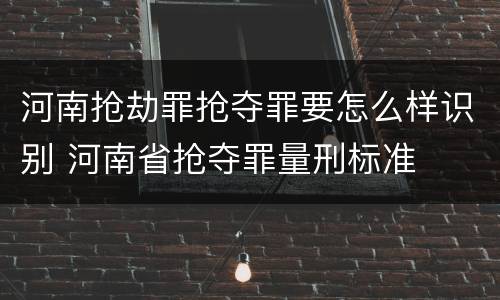 河南抢劫罪抢夺罪要怎么样识别 河南省抢夺罪量刑标准