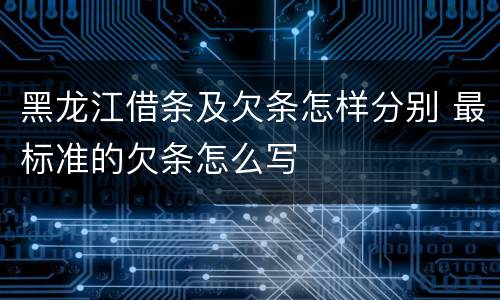 黑龙江借条及欠条怎样分别 最标准的欠条怎么写