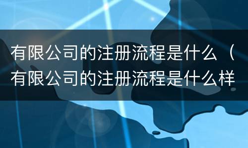 有限公司的注册流程是什么（有限公司的注册流程是什么样的）