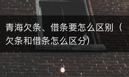 青海欠条、借条要怎么区别（欠条和借条怎么区分）