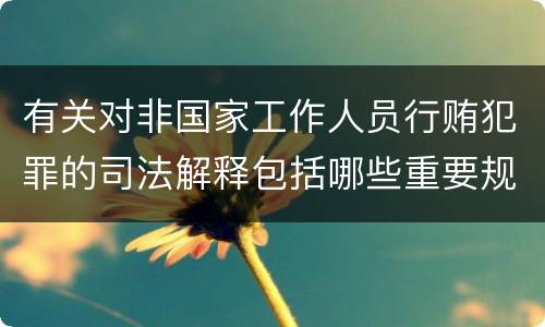有关对非国家工作人员行贿犯罪的司法解释包括哪些重要规定